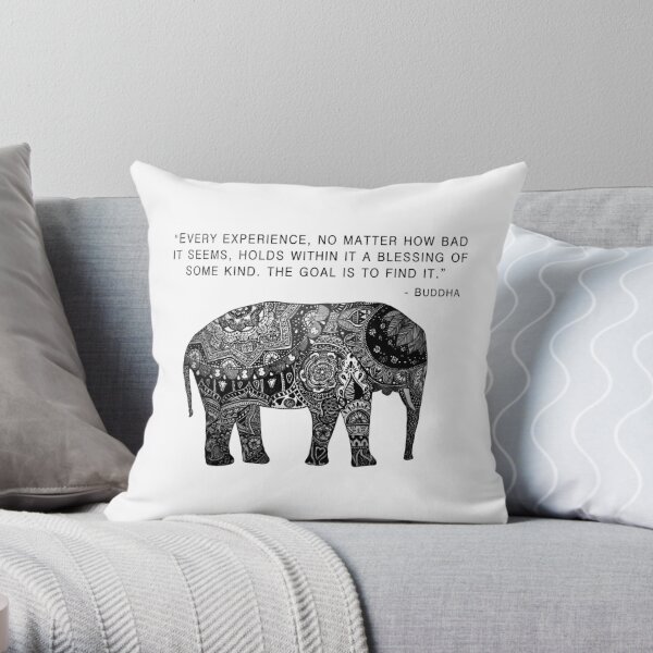 Buddha Wisdom Elephant Throw Pillow
