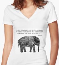Buddha Wisdom Elephant Tailliertes T-Shirt mit V-Ausschnitt