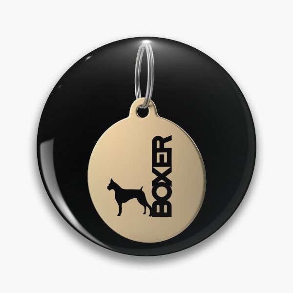 Item preview, Boxer Silhouette in Black and White on Gold Keyring designed and sold by AlohaHound.