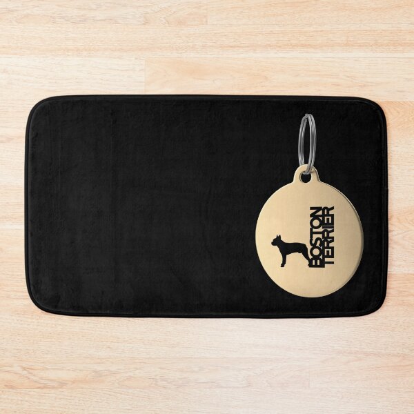 Item preview, Boston Terrier Silhouette in Black and White on Gold Keyring designed and sold by AlohaHound.