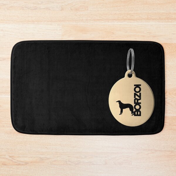Item preview, Borzoi Silhouette in Black and White on Gold Keyring designed and sold by AlohaHound.