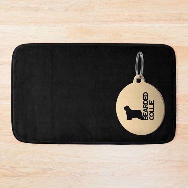 Item preview, Bearded Collie Silhouette in Black and White on Gold Keyring designed and sold by AlohaHound.