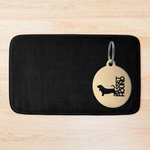 Item preview, Basset Hound Silhouette in Black and White on Gold Keyring designed and sold by AlohaHound.
