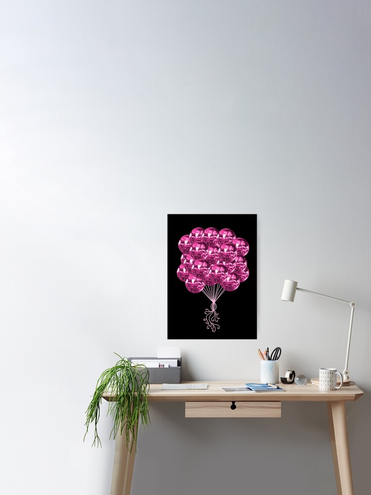 Pretty Pink Music Disco Ball Balloons Framed Art Print by Art by Deborah  Camp