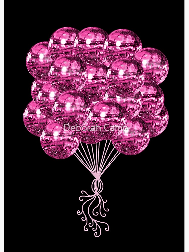 Pretty Pink Music Disco Ball Balloons Greeting Card for Sale by Deborah  Camp