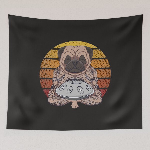 Item preview, Handpan Pug Art For Hang Drum Player designed and sold by MrEddie10.