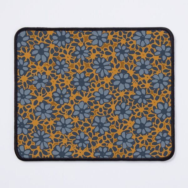 Item preview, Batik Florals in Deep Mustard and Navy Blue Tones designed and sold by FrancesPoff.