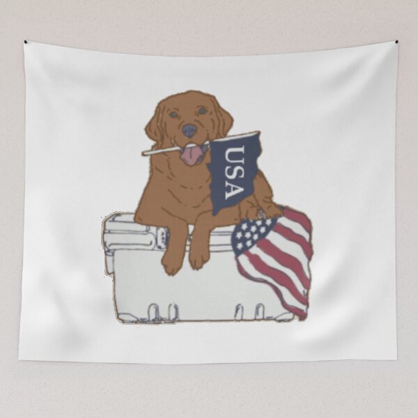 Item preview, Dog on Cooler with Flag designed and sold by Morgan Turrentine.