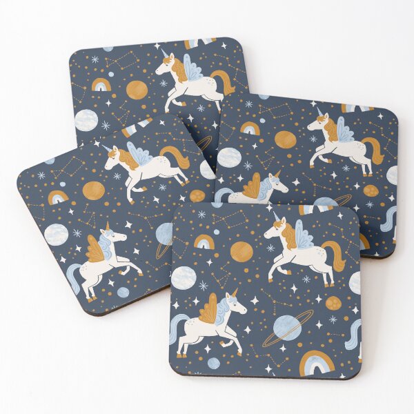 Item preview, Space Unicorn in Navy + Gold designed and sold by latheandquill.