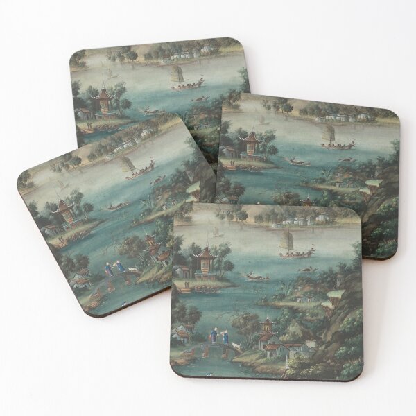 Item preview, Chinese Water Landscape | Vintage Textiles designed and sold by KnightandMoon.
