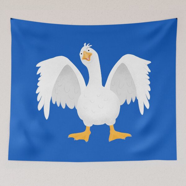 Item preview, Funny curious domestic goose cartoon illustration designed and sold by FrogFactory.