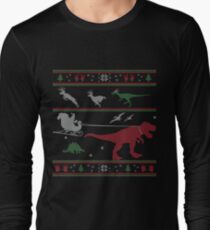 Dinosaur Xmas Sweater Long Sleeve T-Shirt