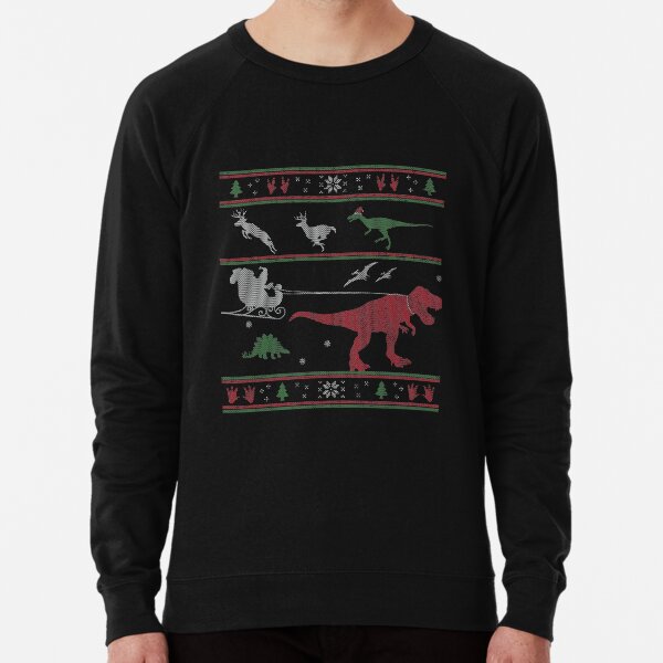 Dinosaur Xmas Sweater Lightweight Sweatshirt
