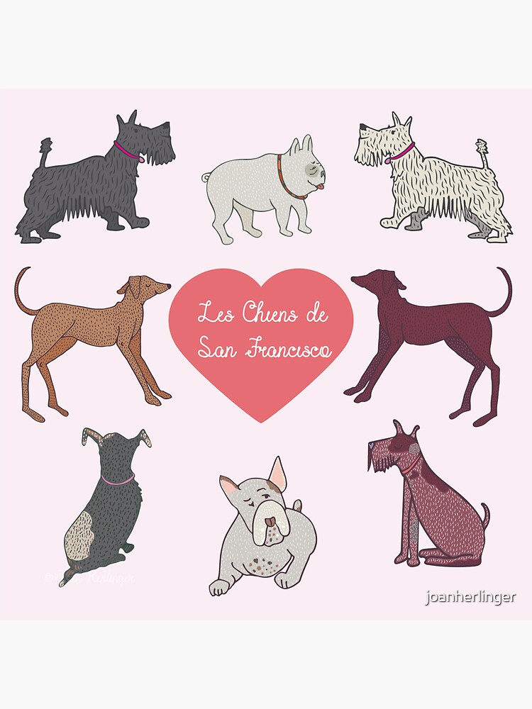 Thumbnail 3 of 3, Sticker, Cute Dogs of San Francisco designed and sold by joanherlinger.