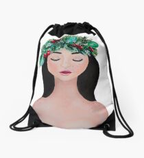 Laurel - christmas wreath crown Drawstring Bag
