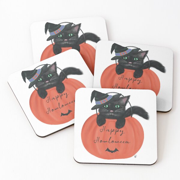 Item preview, Happy Howloween Black Cat designed and sold by CatDetectiveArt.