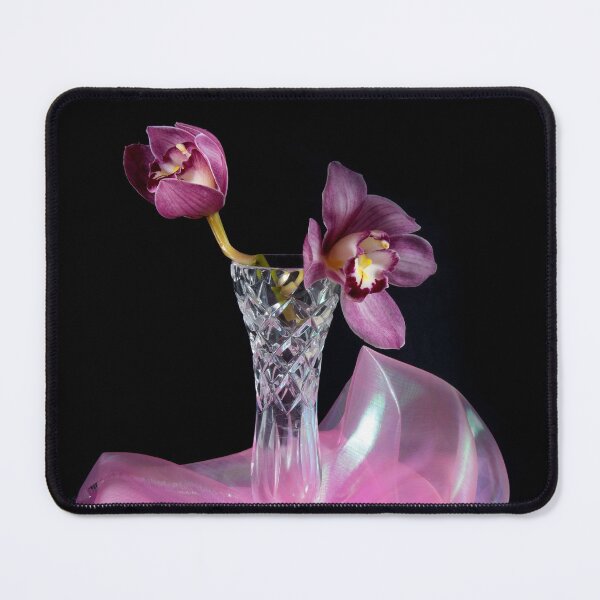 Item preview,  Pretty pink Cymbidium Orchid in a Vase,on black. designed and sold by sunnypicsoz.