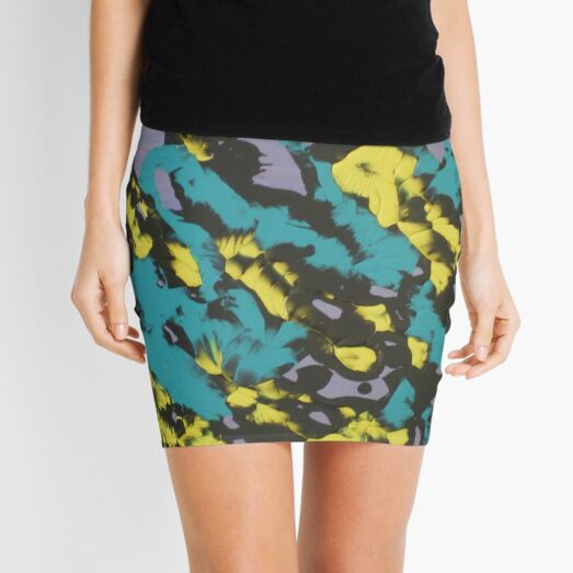 Turquoise & Yellow Mini Skirt