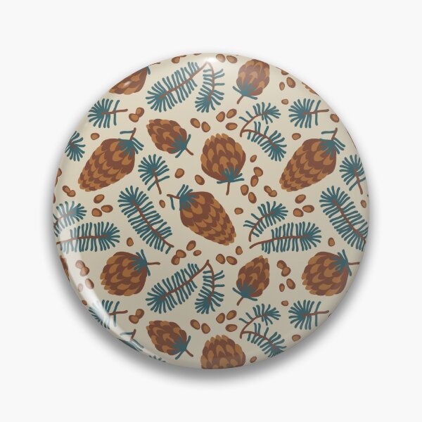 Item preview, Pattern of coniferous twigs, nuts and cones (earthy) designed and sold by lents.