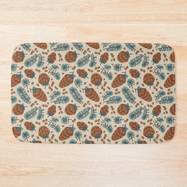 Item preview, Pattern of coniferous twigs, nuts and cones (earthy) designed and sold by lents.