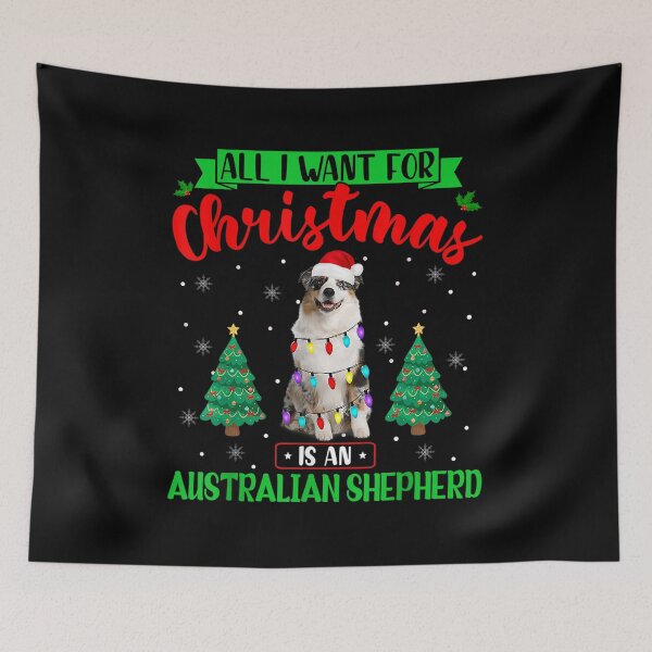 Item preview,  All Want For Christmas Australian Shepherd Xmas Santa designed and sold by sandyq55.