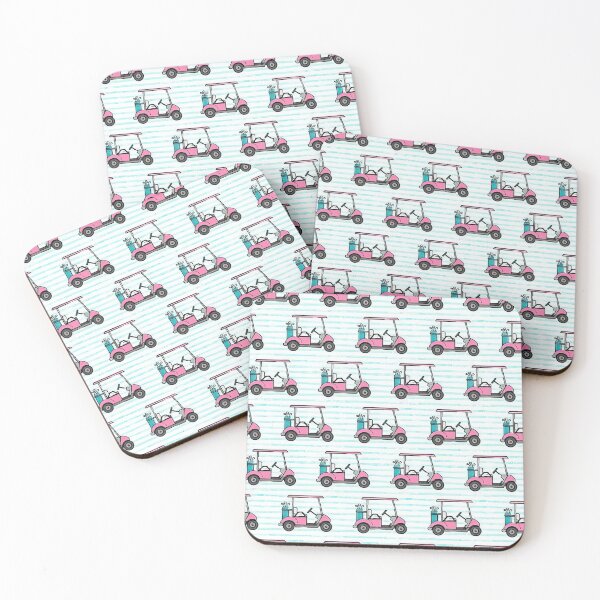 Item preview, Golf Carts On Teal Stripe designed and sold by LittleFunky79.
