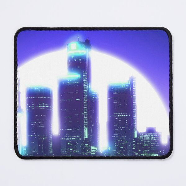 Item preview, Bright Retro Neon Moon Covering Skyscrapers - Indigo designed and sold by NexusArts.