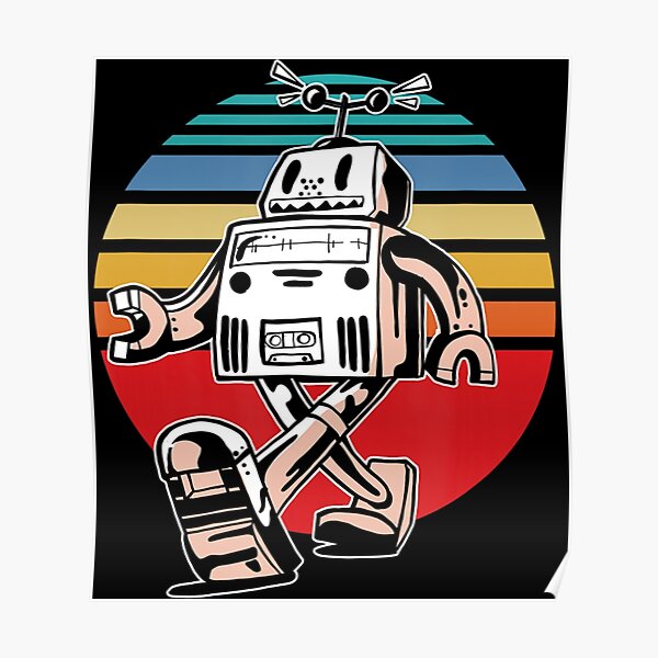 "Cute Retro Robot Fan Robotics Science Student Robot Lover" Poster for