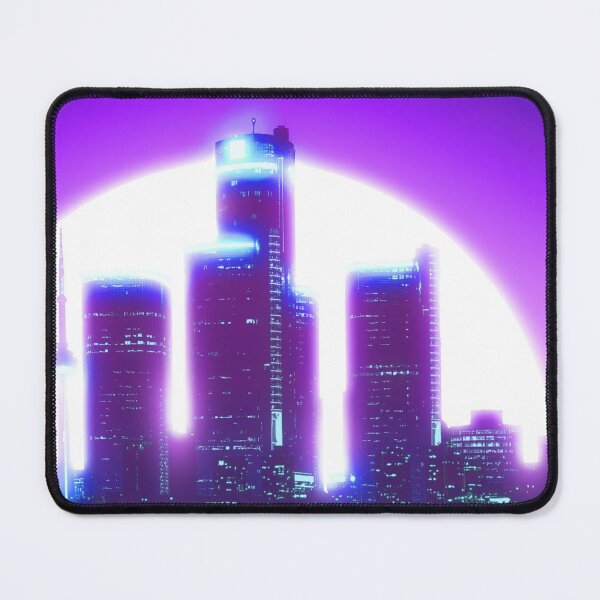 Item preview, Bright Retro Neon Moon Covering Skyscrapers - Iridescent Amethyst designed and sold by NexusArts.