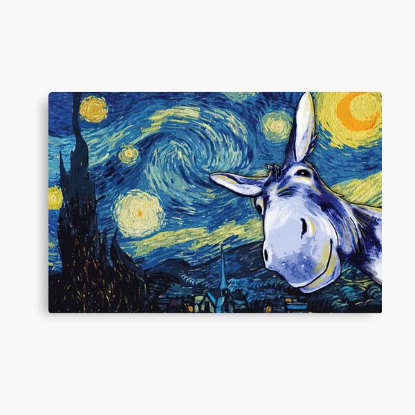 Donkey Starry Night Van Gogh Poster Gift - Funny Donkey Van Gogh Poster Gift Canvas Print