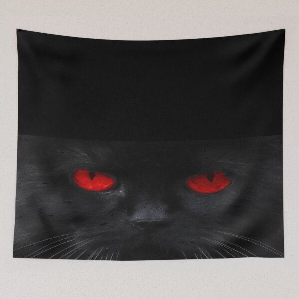 Item preview, Black cat with red eyes designed and sold by keenikai.