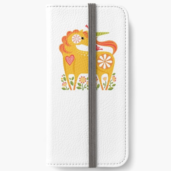 Happy Unicorn in Yellow by Robin Pickens iPhone Wallet