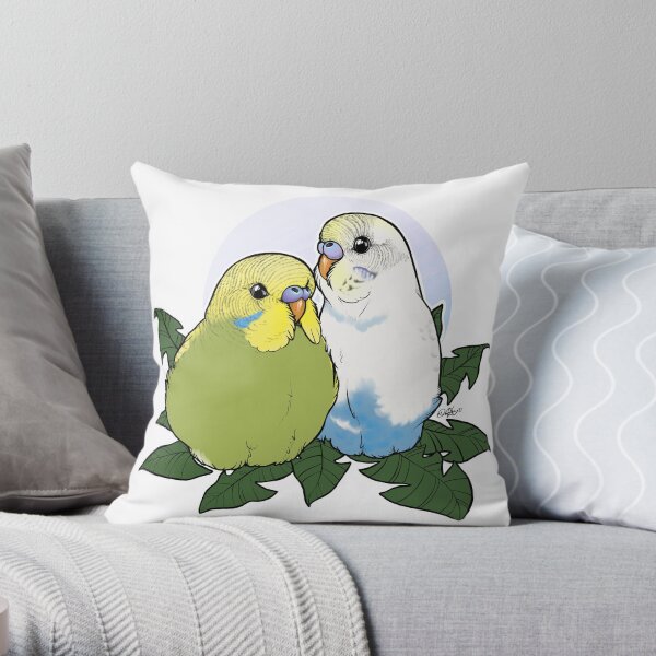 Budgie Brothers Throw Pillow