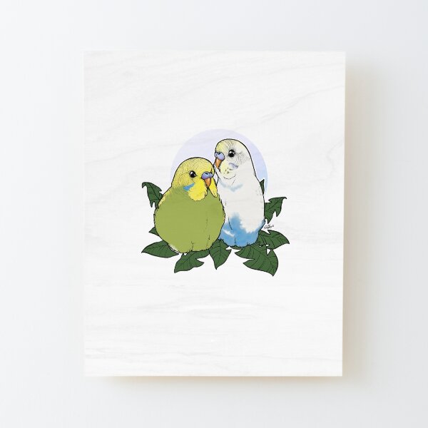 Budgie Brothers Wood Mounted Print
