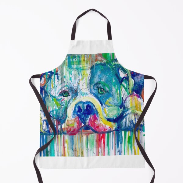 Item preview, PIT BULL RESTING ON THE FLOOR - watercolor portrait designed and sold by lautir.