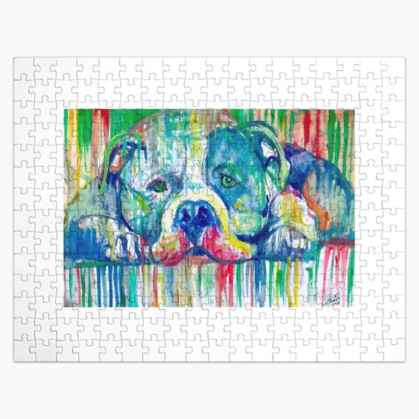 Cute Pet Pitbull Dog Jigsaw Puzzle 1000 Piece for Adults,Butterfly and Smiling Pitbull Jigsaw Puzzle,Animal Jigsaw, Game Toys Gift Home Decoration