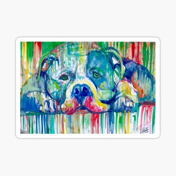 Item preview, PIT BULL RESTING ON THE FLOOR - watercolor portrait designed and sold by lautir.