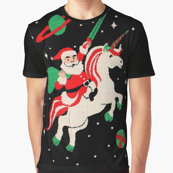 Santa and Unicorn Graphic T-Shirt