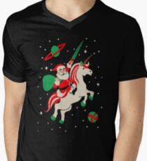 Santa and Unicorn Men's V-Neck T-Shirt