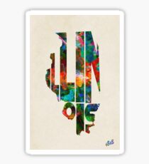 Illinois Typographic Watercolor Map Sticker