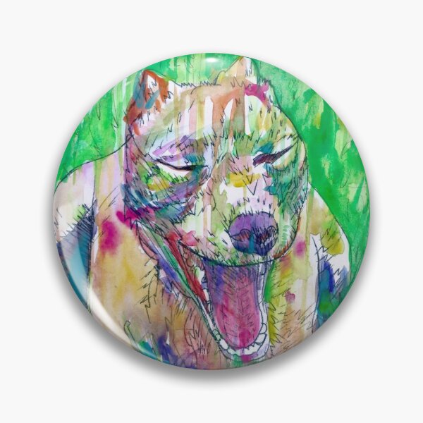 Item preview, PIT BULL YAWNING IN THE GARDEN - watercolor portrait designed and sold by lautir.