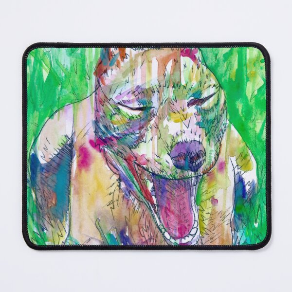 Item preview, PIT BULL YAWNING IN THE GARDEN - watercolor portrait designed and sold by lautir.