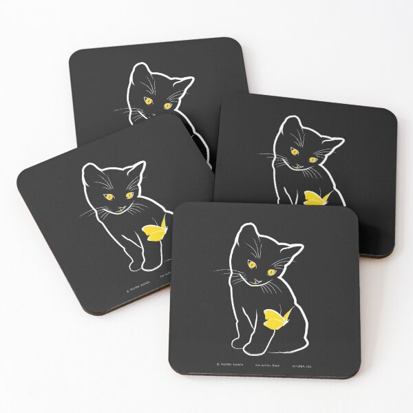 Item preview, kitten excited by the temptation of butterflies. black cat. cat series. designed and sold by yoonjolab.