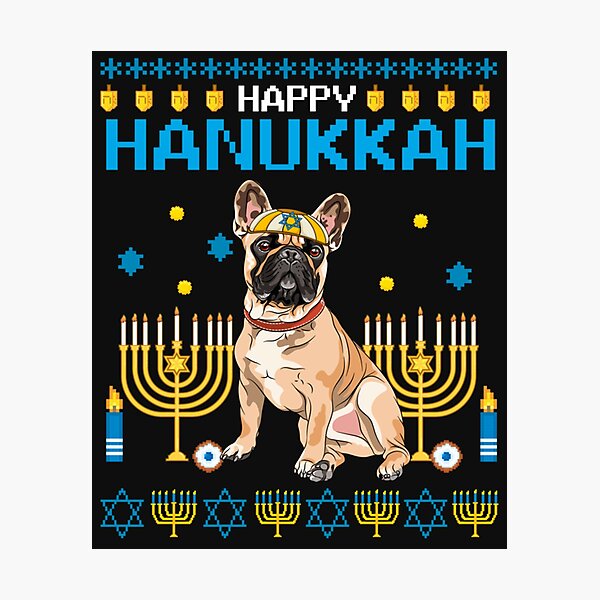 Item preview, Bulldog Chanukah Jewish Ugly Hanukkah Sweater Pajama T Shirt designed and sold by Bobby-Bancel.