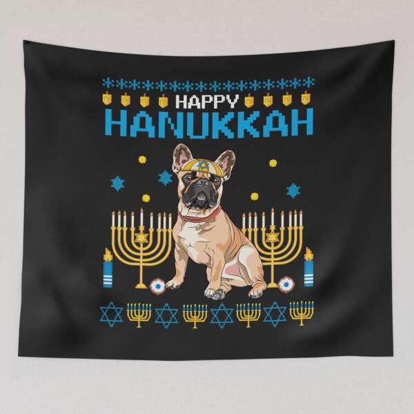 Item preview, Bulldog Chanukah Jewish Ugly Hanukkah Sweater Pajama T Shirt designed and sold by Bobby-Bancel.