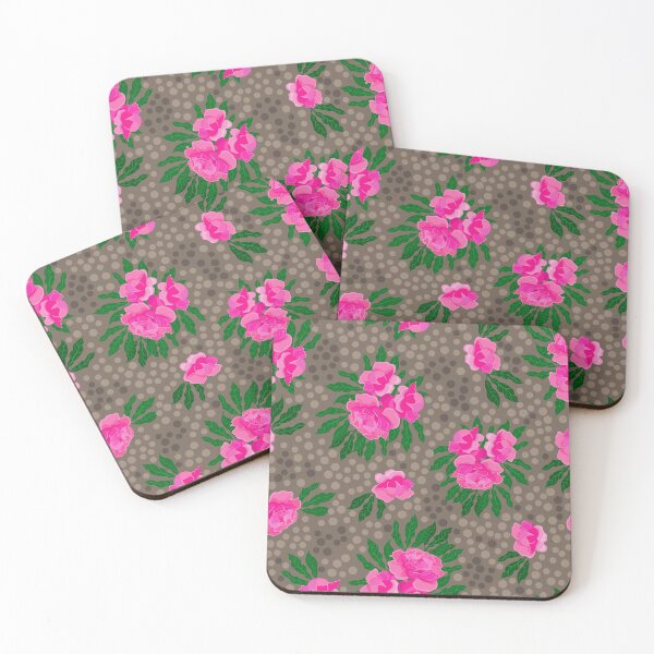 Item preview, Pink peonies on grey background. designed and sold by Natalya Alexandrou.