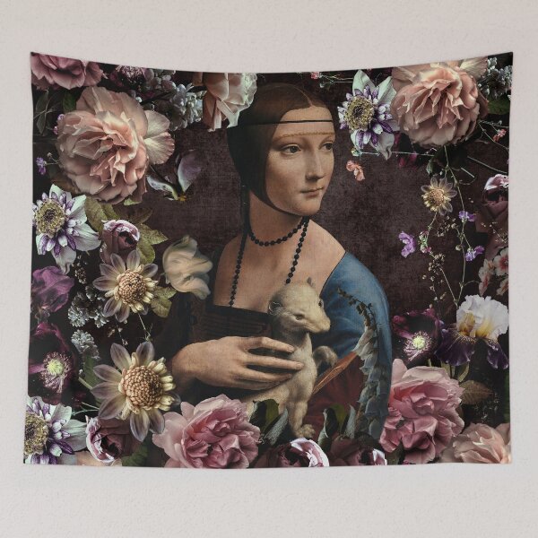 Item preview, Lady with an Ermine and flowers Botanical Night Garden Nightgarden designed and sold by UtArt.