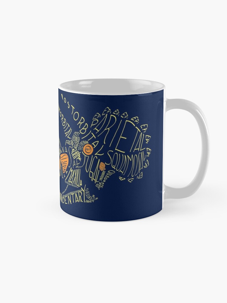 Alternate view of Analogous Colors Calligram Triceratops Skull Mug