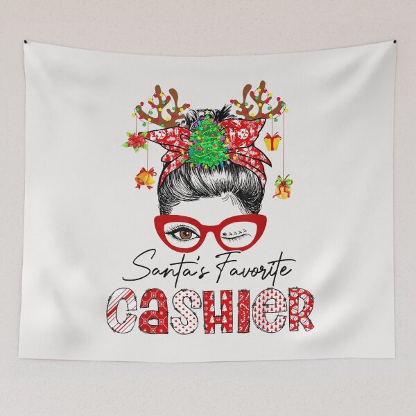 Item preview, Messy Bun Hair- Christmas Tree-Santa's Favorite Cashier T-Shirt designed and sold by Bobby-Bancel.