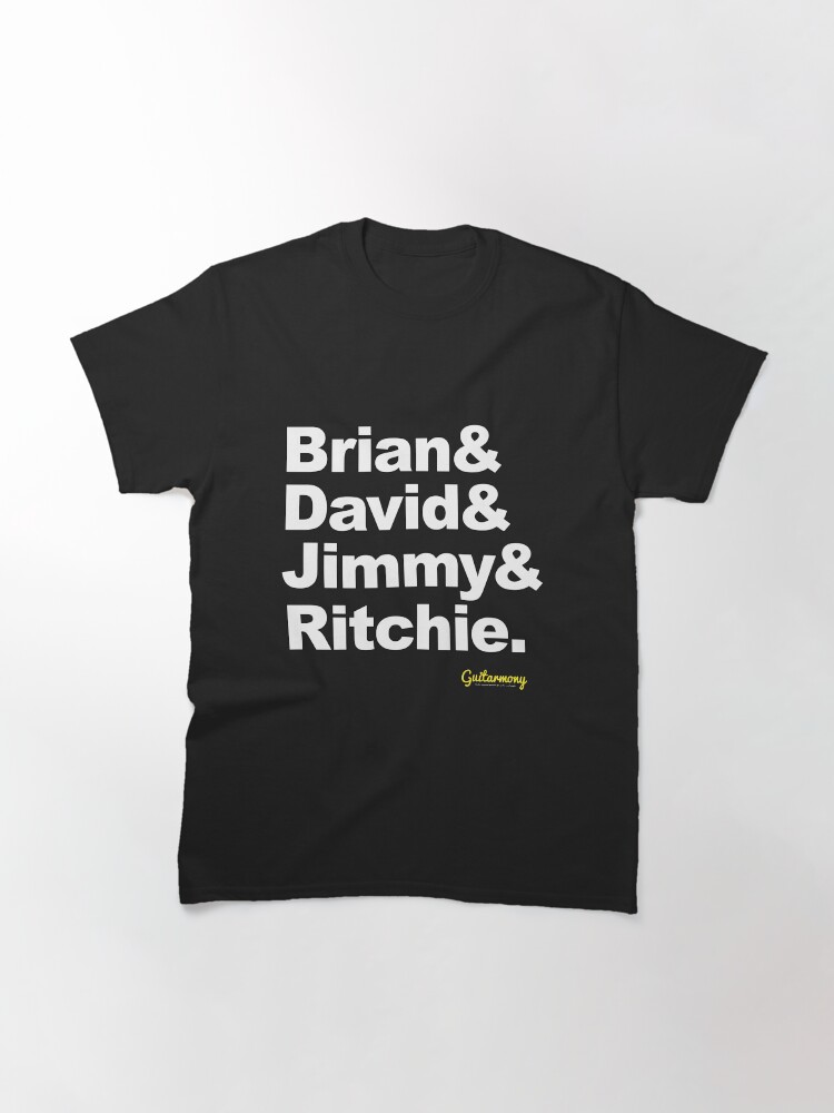 Thumbnail 2 of 7, Classic T-Shirt, 1970s Guitar Legends - White Text designed and sold by Guitarmony.